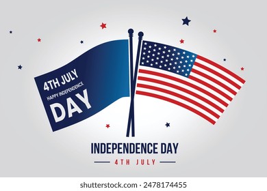 Independence Day art background, 4th july poster or art, USA flags, united states, Translate: Happy Independence Day 4th July