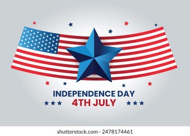 Independence Day art background, 4th july poster or art, USA flags, united states, Translate: Happy Independence Day 4th July