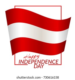 Independence Day of Austria on October 26  against the backdrop of the national flag of Austria in a rectangular frame  red and white color Flat vector background