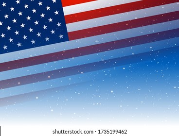 Independence day background with American flag on night starry sky