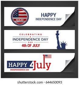 Independence day background and badge logo with US flag