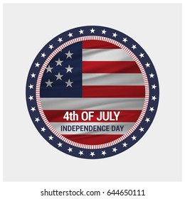 Independence day background and badge logo with US flag