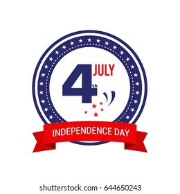 Independence day background and badge logo with US flag