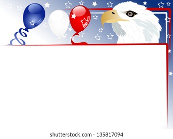 Independence day background with balloons and ribbons