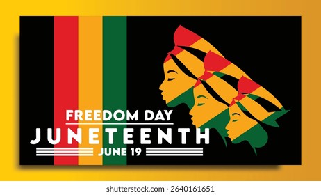 Independence Day Background Design June. Poster or banner with Juneteenth.with space for text June 19. Vector Illustration