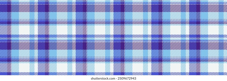 Independence day background fabric vector, outline seamless tartan texture. Knot plaid pattern textile check in white and cyan colors palette.