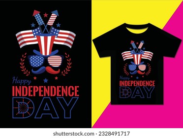 independence day background with flag sunglass, Happy 4th of July t-shirt design, Vector graphic, typographic T-Shirt Design Template, USA Memorial t shirt.