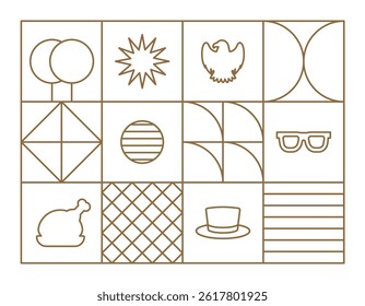 Independence day background outlines gold