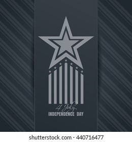 Independence Day background with star and greeting inscription. 4th of July. Independence Day design on an elegant gray background. Vector illustration