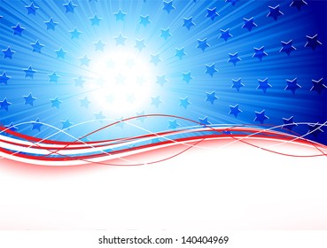 Independence day background with stars and lines, illustration.