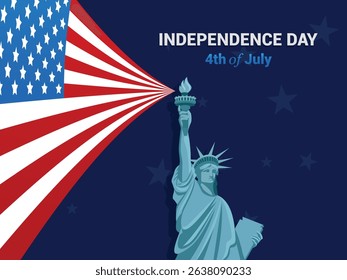 Independence day background with statue of liberty silhouette