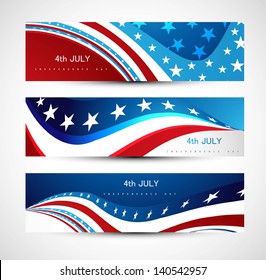  independence day background three header set Vector