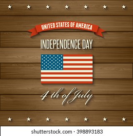 Independence day background. United States flag. USA flag. American symbol on wooden background