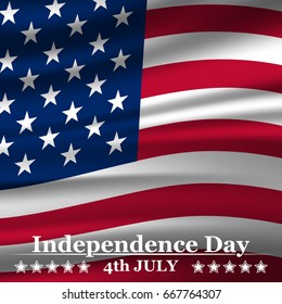 Independence Day background with USA flag. Vector illustration