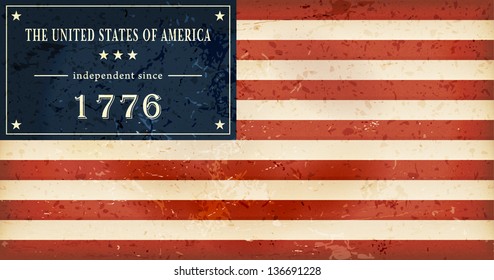 Independence Day background where in the flag of the USA the star field is replaced by the wording: The United States of America independent since 1776.