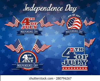 Independence Day Badge Collection, Flag Decoration Logo Design, 4th Of July Badge Logo