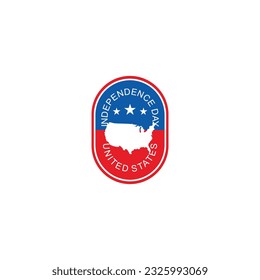 Independence Day badges with map silhouette of United States vector illustration isolated in white
