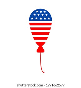 Independence day balloon with american flag patriotic illustrations. Cute vector prints for 4th of July. Independence day design elements in the colors of the US national flag. 
