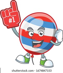 Globo del día de la independencia presentado en el diseño de caricaturas con el dedo espuma