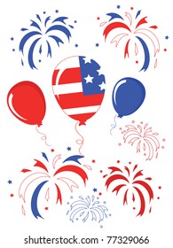 Independence Day ,balloons and fireworks ,vector.