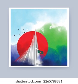 The Independence Day of Bangladesh, 26 March. watercolor background 