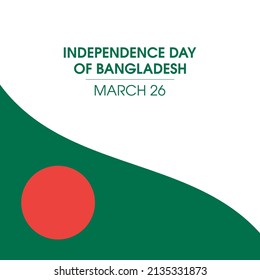 Independence Day of Bangladesh vector. Waving Flag of Bangladesh vector isolated on a white background. National holiday in Bangladesh on March 26. Important day