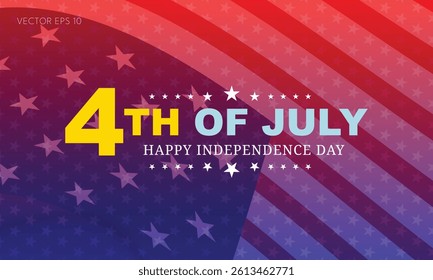 Independence Day Banner with Flag and Star Overlay