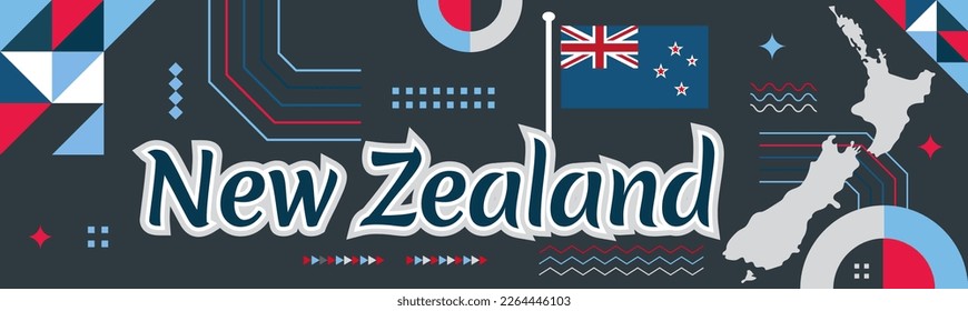Independence day banner with map and flag, red and blue flag color theme background abstract geometric design. Independence day theme. Dark background Vector illustration