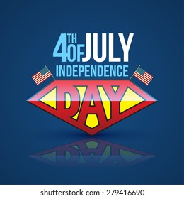 Independence day banner super hero style. Vector illustration. 4th of independence day.