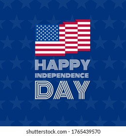Independence day banner template with waving Flag of the United States on blue Background. The 4th of July poster. Vector EPS10 illustration.