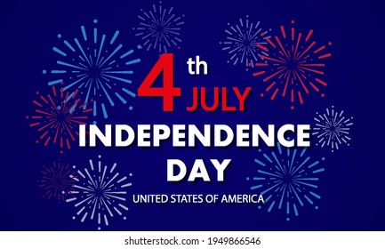 Independence day banner with text and fireworks, vector art illustration.