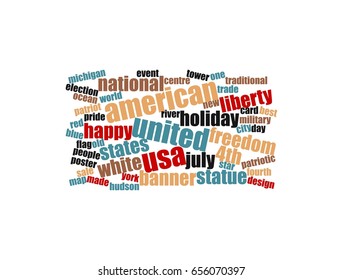 Independence Day, banner vector background, word cloud 