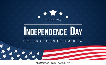 Independence Day Banner Vector illustration. USA flag on blur background.