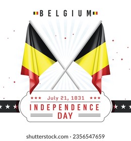 Independence Day of Belgium with Flag