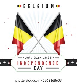 Independence Day of Belgium with Flag