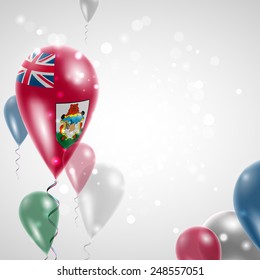 Independence Day. Bermuda flag on air balloon. Celebration and gifts. Balloons on the feast of the national.  Use for brochures, printed materials, signs, elements