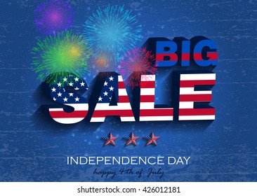 Independence day. Big Sale Vector Illustration. July fourth