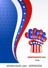 Independence day, blue and red lines with stars