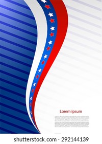 Independence day, blue and red ribbon with stars