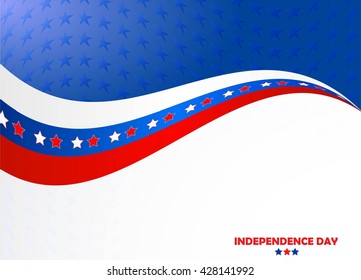 Independence day, blue and red waves with stars