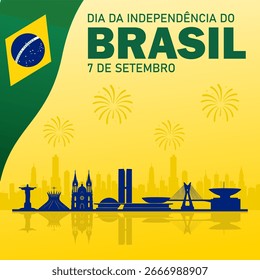 Independence Day Brazil Background Design. Translation : Brazil Independence Day, September 7. Vector Illustration.