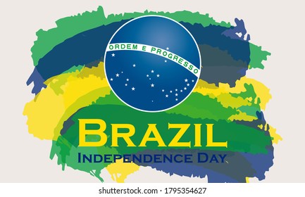 The Independence Day of Brazil (Portuguese: Dia da Independência, ), is a national holiday observed in Brazil on 7 September of every year. Vector EPS 10.