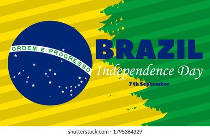 The Independence Day of Brazil (Portuguese: Dia da Independência, ), is a national holiday observed in Brazil on 7 September of every year. Vector EPS 10.