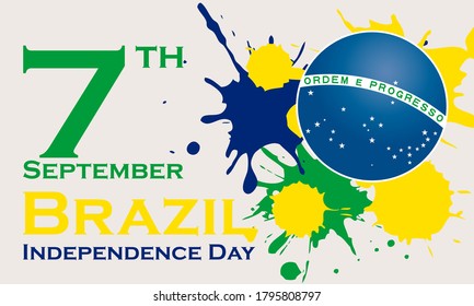 The Independence Day of Brazil (Portuguese: Dia da Independência, ), is a national holiday observed in Brazil on 7 September of every year. Vector EPS 10.