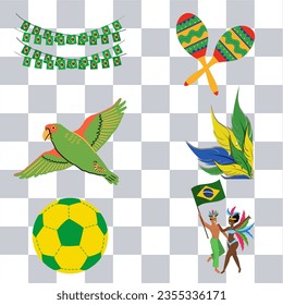 Independence Day of Brazil Set Object Design with Transparant Background