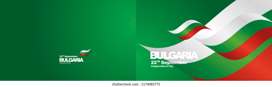 Independence Day Bulgaria flag ribbon two fold landscape background