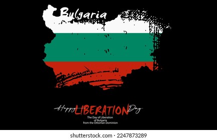 Independence day of Bulgaria illustration, Bulgaria National Flag Map Design, Bulgaria flag made in watercolor brush stroke background. 