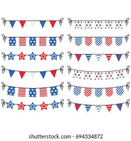 Independence Day Buntings Garland Fourth Of July In White Background