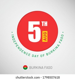 Independence day in Burkina Faso celebration on 5th August, Artistic typographic background for social media website promotion