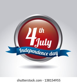 independence day button over gray background. vector